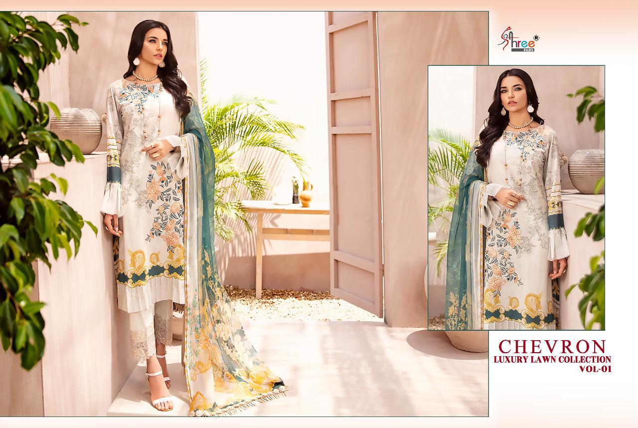 Shree Fab Presents Chevron Luxury Lawn Collection Vol 01 Regal Look Pakistani Suits Catalog At Wholesale Rate In Surat