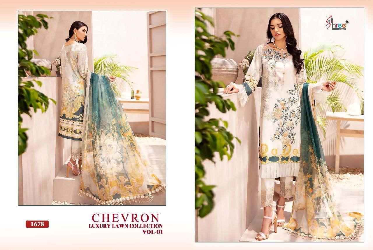 Shree Fab Presents Chevron Luxury Lawn Collection Vol 01 Regal Look Pakistani Suits Catalog At Wholesale Rate In Surat