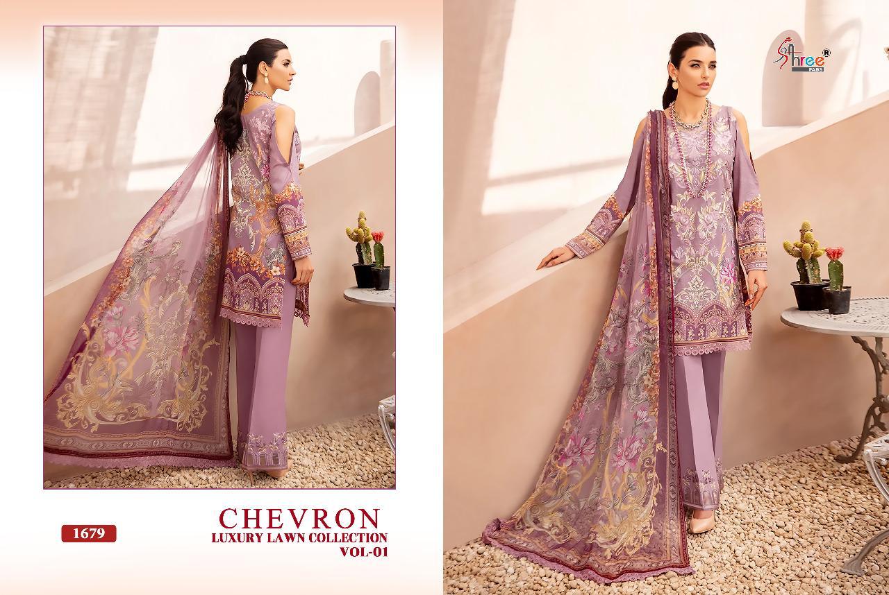 Shree Fab Presents Chevron Luxury Lawn Collection Vol 01 Regal Look Pakistani Suits Catalog At Wholesale Rate In Surat