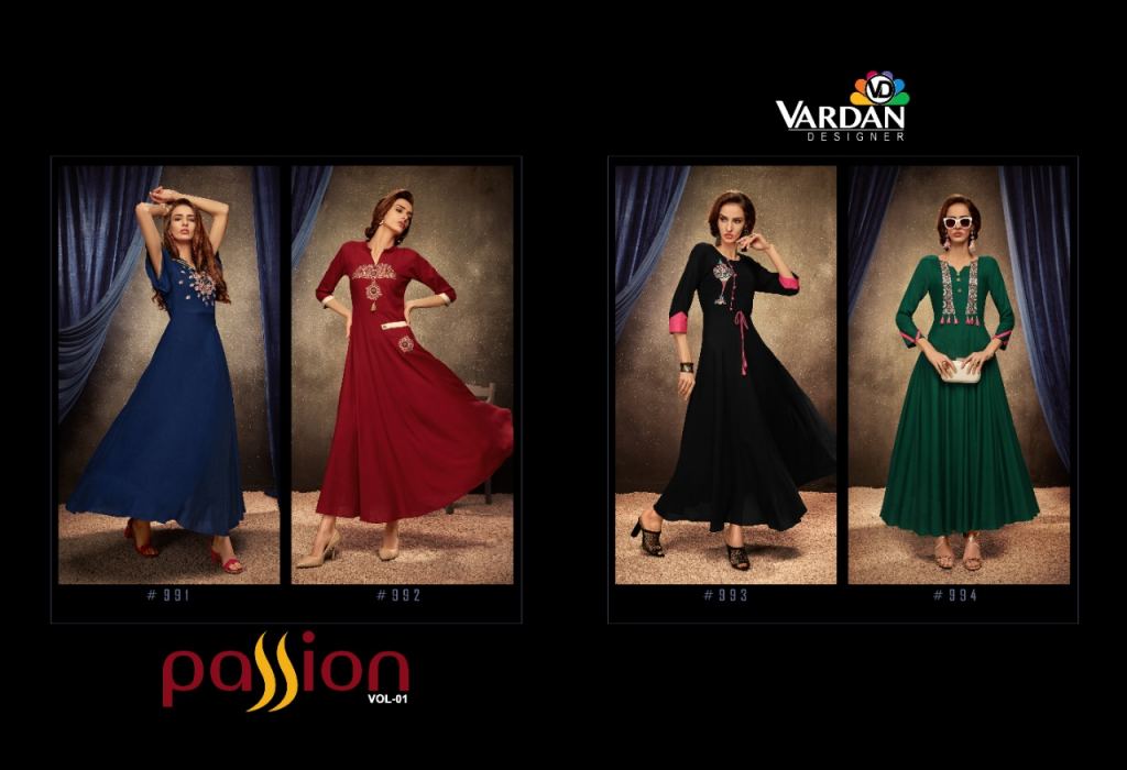Vardan Presents Passion Vol 1 Designer Kurti Catalogue Designer Kurtis Wholsale Rate In Surat