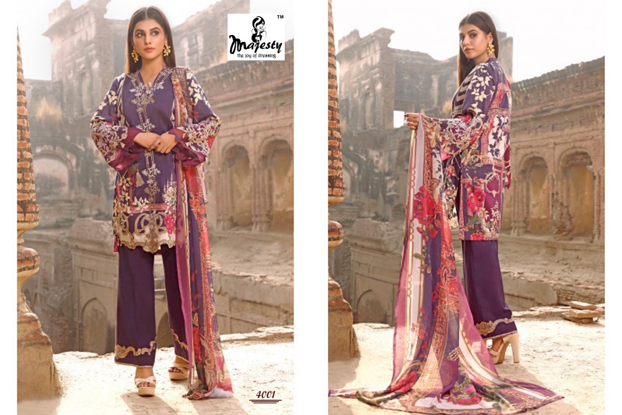 Firdous Vol-04 Lawn Collection Of Dress Material By Majesty At Wholesale Rate In Surat