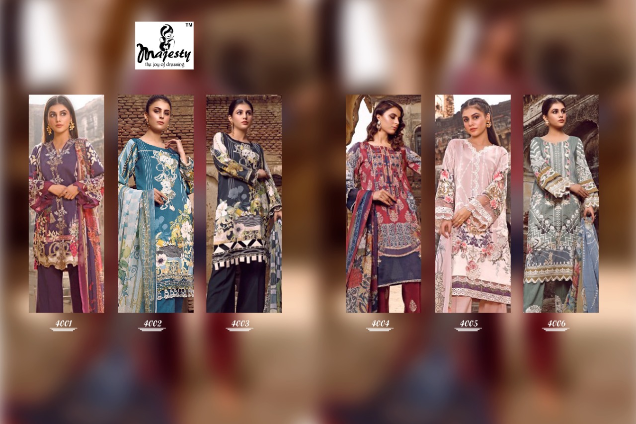 Firdous Vol-04 Lawn Collection Of Dress Material By Majesty At Wholesale Rate In Surat