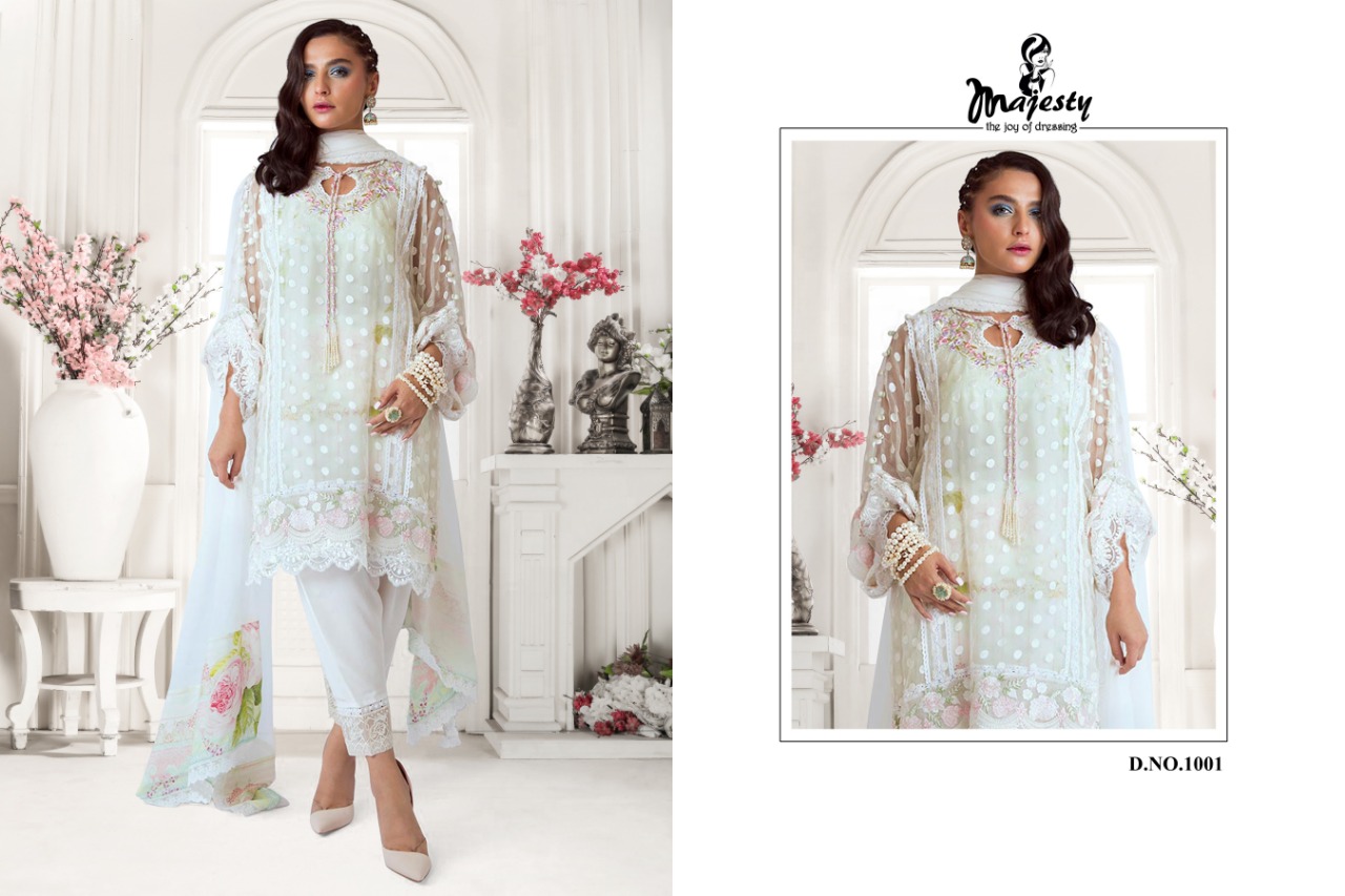 Majesty Presents Noory Net With Embroidery Pakistani Dress Collection Wholesale Rate In Surat