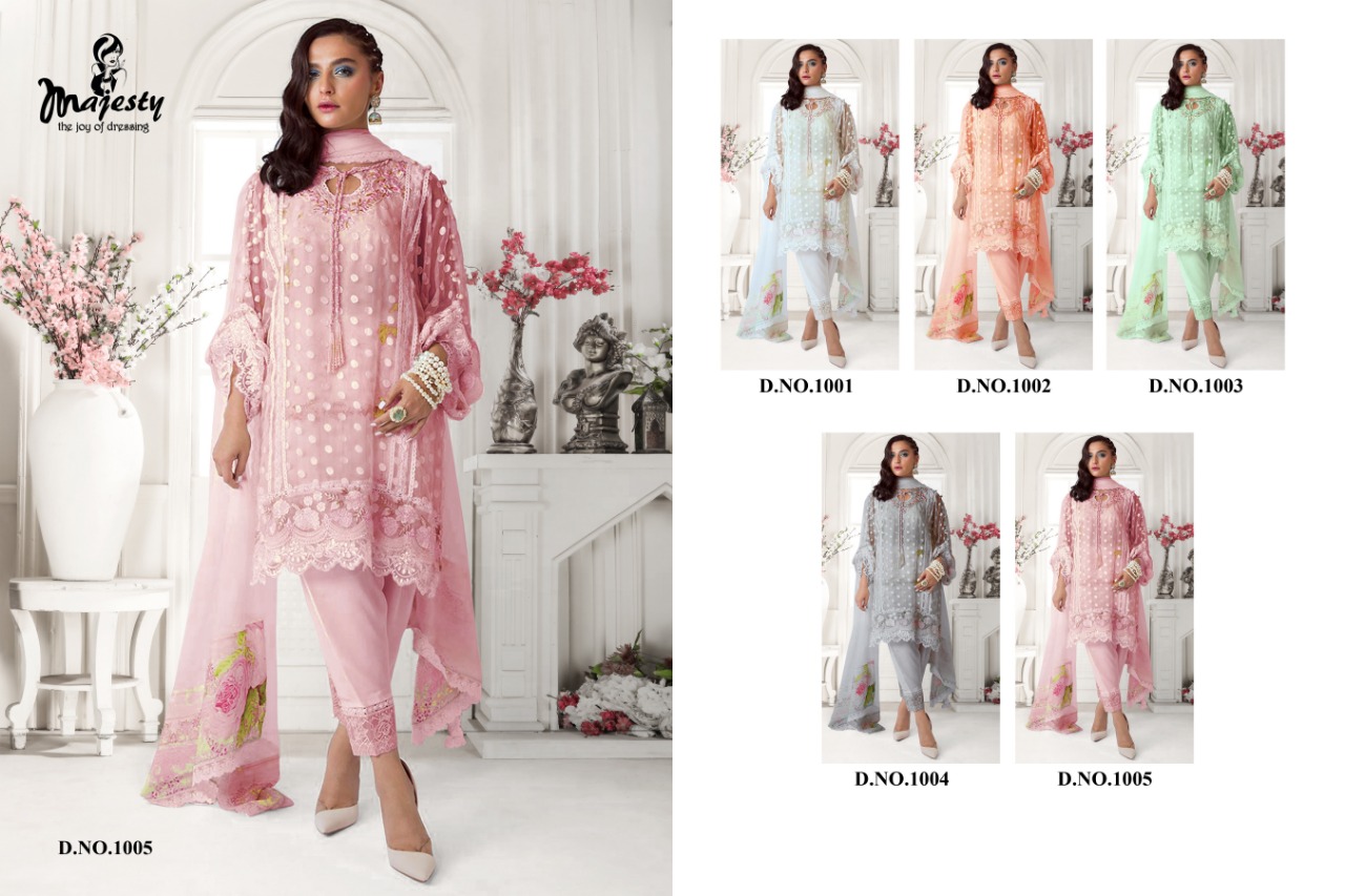 Majesty Presents Noory Net With Embroidery Pakistani Dress Collection Wholesale Rate In Surat