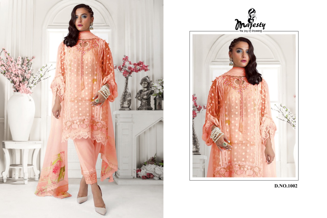 Majesty Presents Noory Net With Embroidery Pakistani Dress Collection Wholesale Rate In Surat