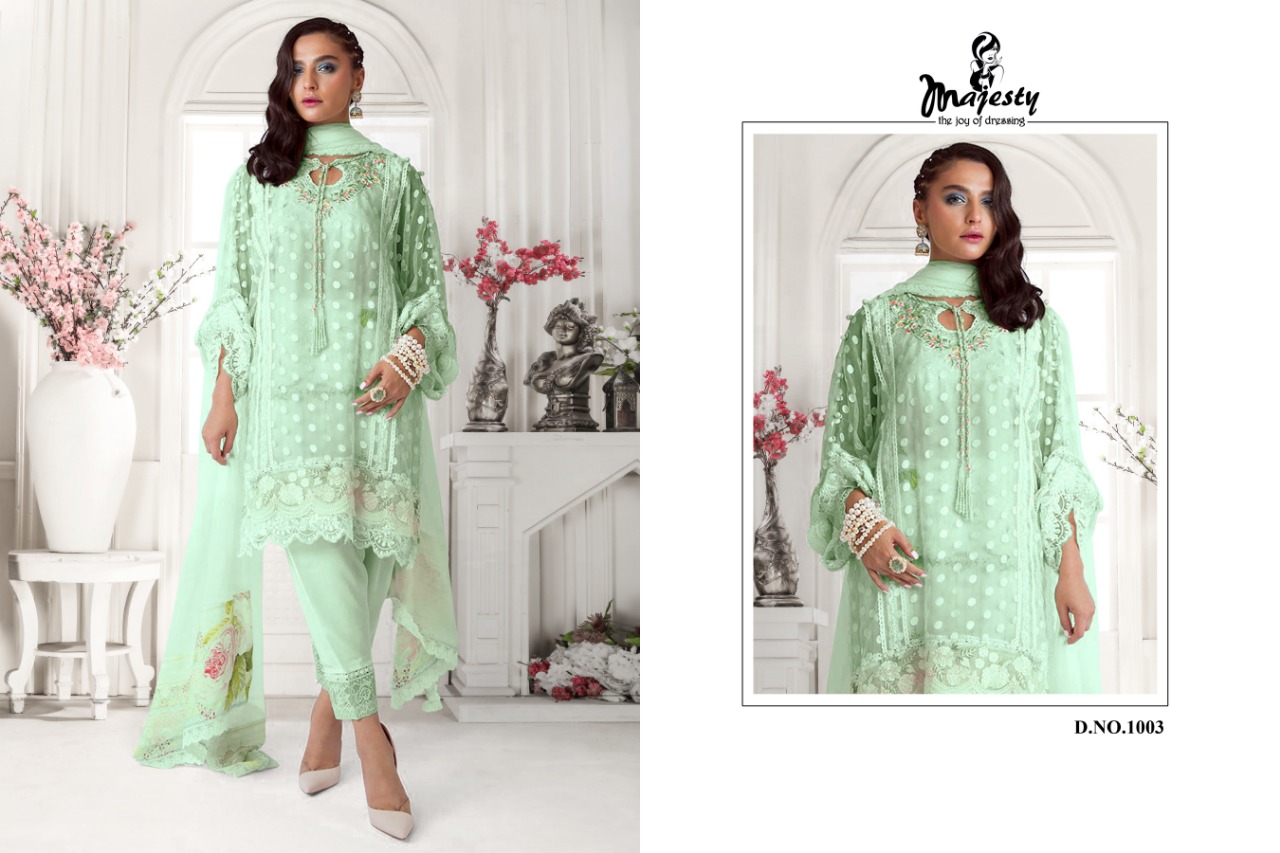 Majesty Presents Noory Net With Embroidery Pakistani Dress Collection Wholesale Rate In Surat