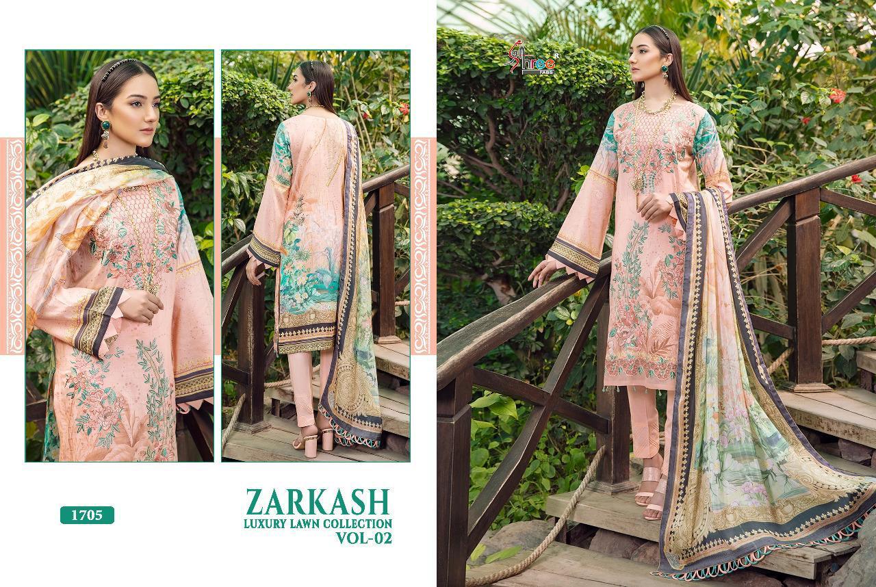 Shree Fabs Presents Zarkash Luxury Lawn Collection Vol 2 Pakistani Suits Latest Catalogue Wholesale Rate In Surat
