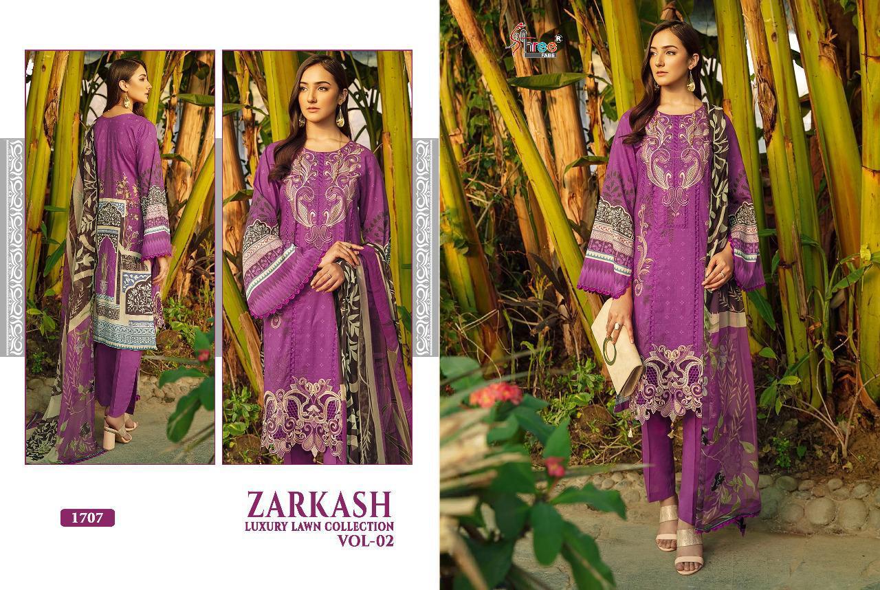 Shree Fabs Presents Zarkash Luxury Lawn Collection Vol 2 Pakistani Suits Latest Catalogue Wholesale Rate In Surat