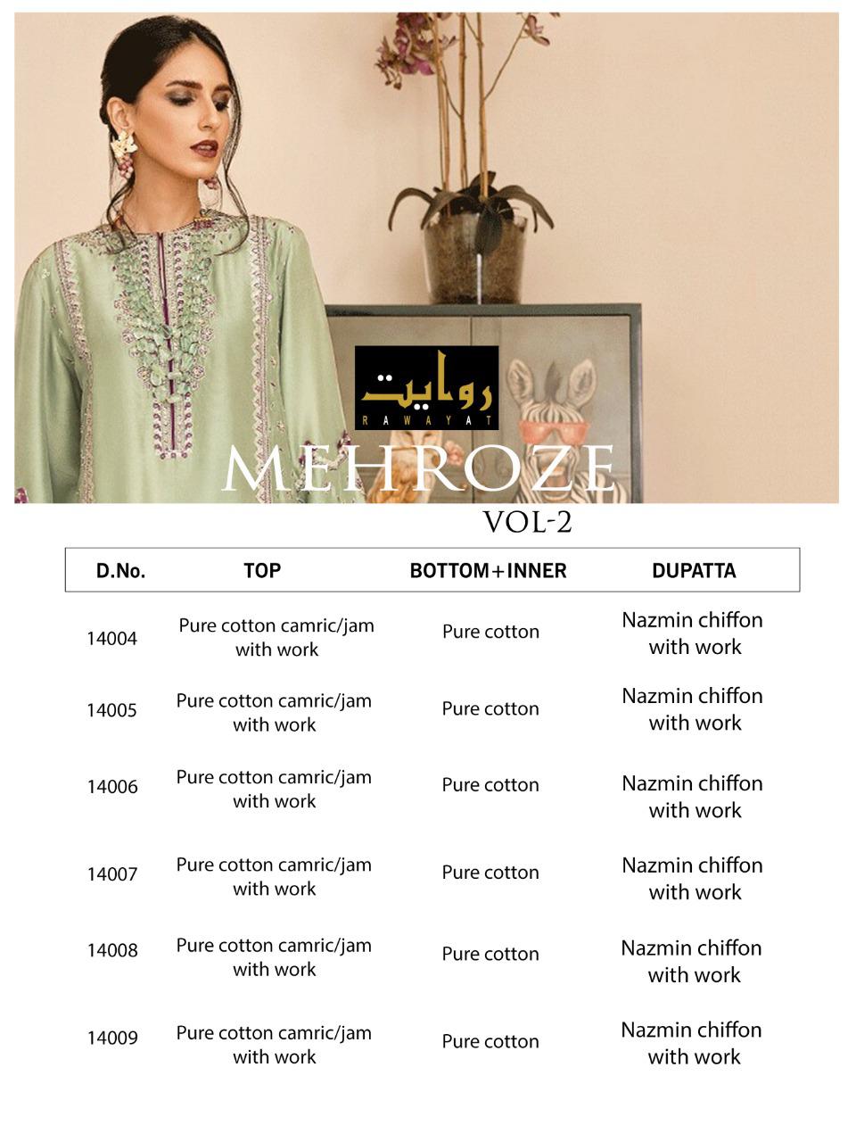 Mehroze Vol-02 Collection Of Pakistani Concept Salwar Suits By Rawayat At Wholesale Rate In Surat