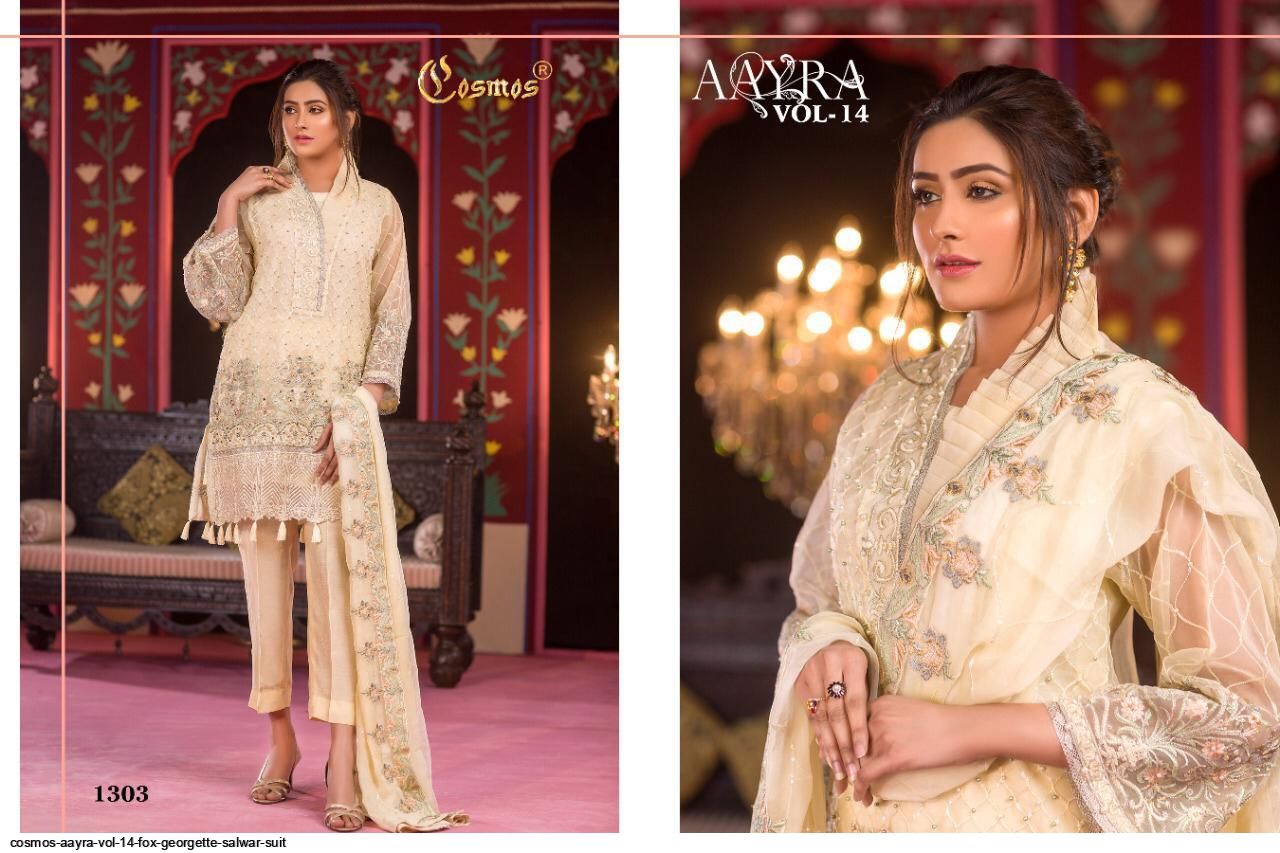 Cosmos Presents  Aayra Vol 14 Fox Georgette Salwar Suit Wholesale Rate In Surat