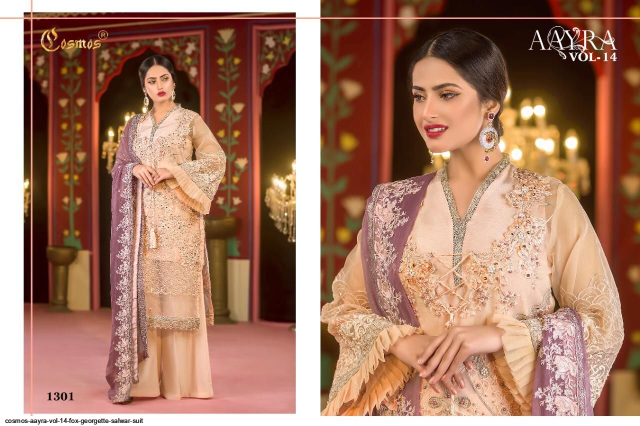 Cosmos Presents  Aayra Vol 14 Fox Georgette Salwar Suit Wholesale Rate In Surat