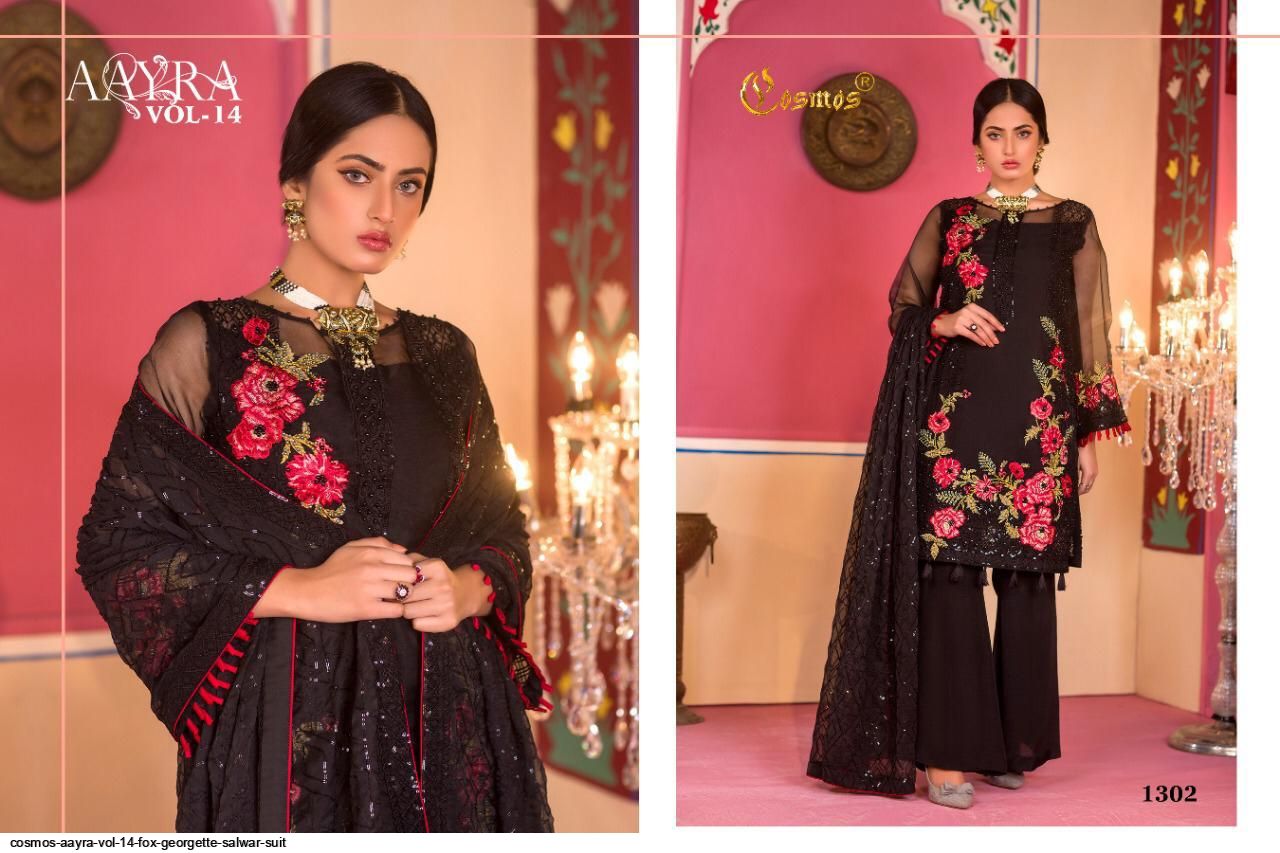 Cosmos Presents  Aayra Vol 14 Fox Georgette Salwar Suit Wholesale Rate In Surat
