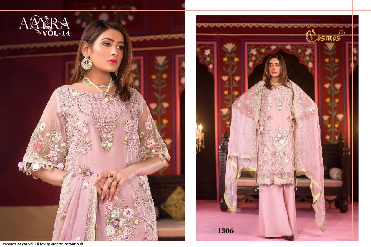 Cosmos Presents  Aayra Vol 14 Fox Georgette Salwar Suit Wholesale Rate In Surat