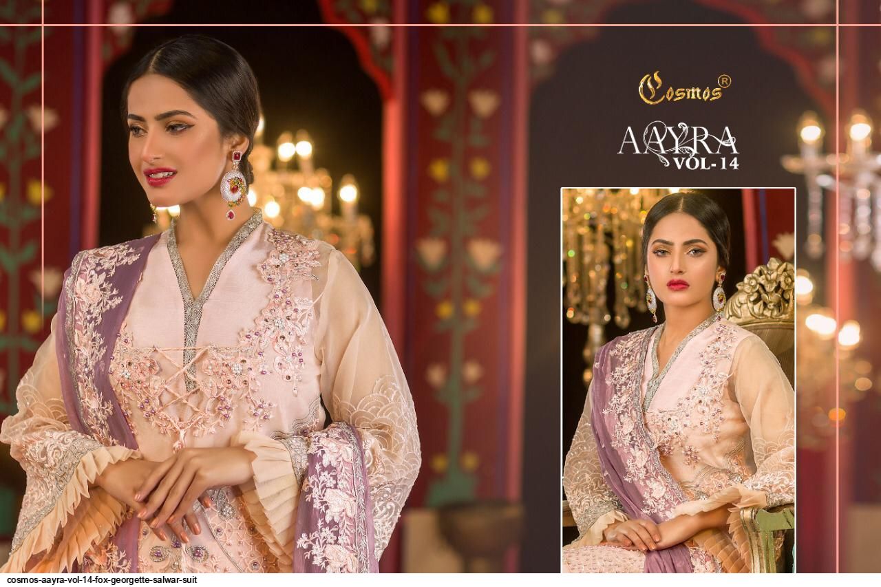 Cosmos Presents  Aayra Vol 14 Fox Georgette Salwar Suit Wholesale Rate In Surat