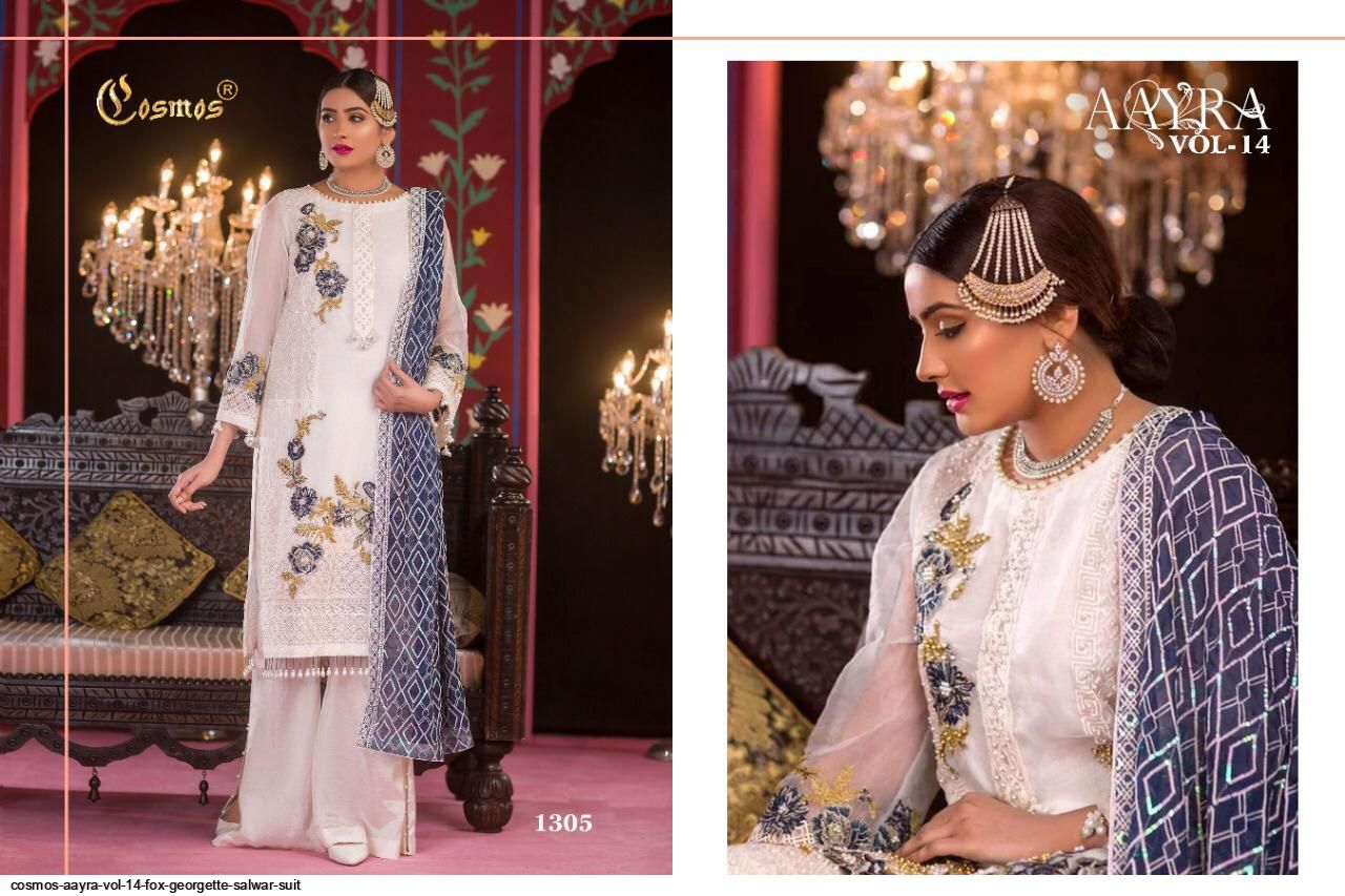 Cosmos Presents  Aayra Vol 14 Fox Georgette Salwar Suit Wholesale Rate In Surat