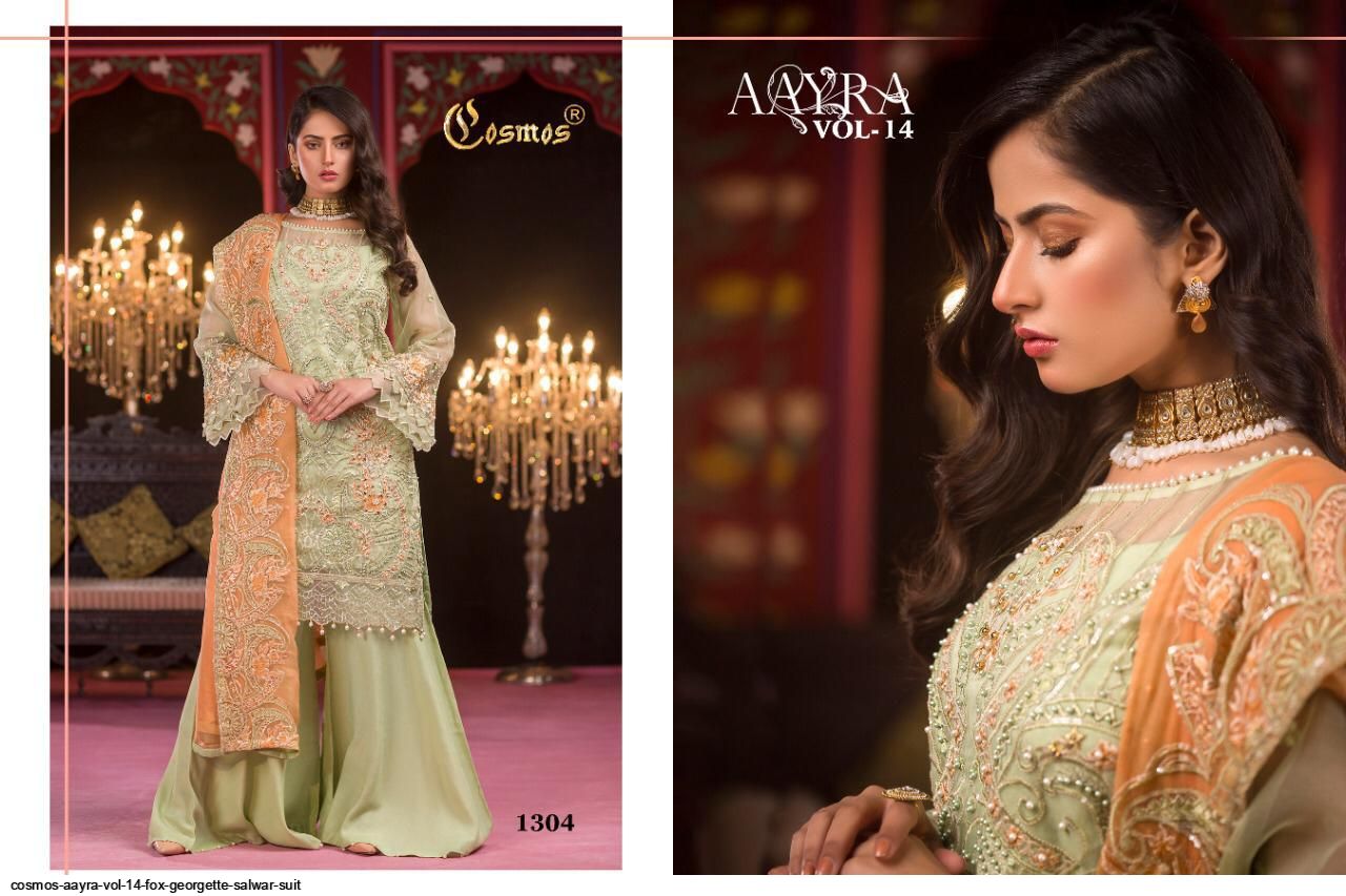 Cosmos Presents  Aayra Vol 14 Fox Georgette Salwar Suit Wholesale Rate In Surat