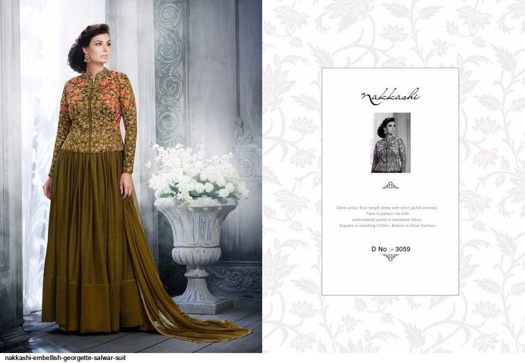 Nakkashi Presnets  Embellish Georgette Salwar Suit Wholkesale Rate In Surat