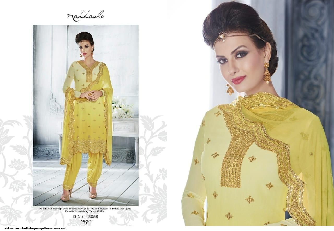 Nakkashi Presnets  Embellish Georgette Salwar Suit Wholkesale Rate In Surat