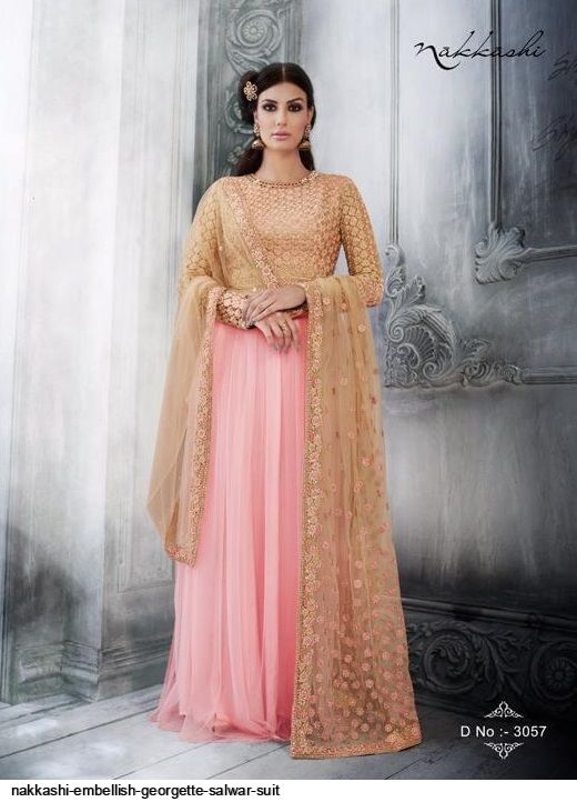 Nakkashi Presnets  Embellish Georgette Salwar Suit Wholkesale Rate In Surat