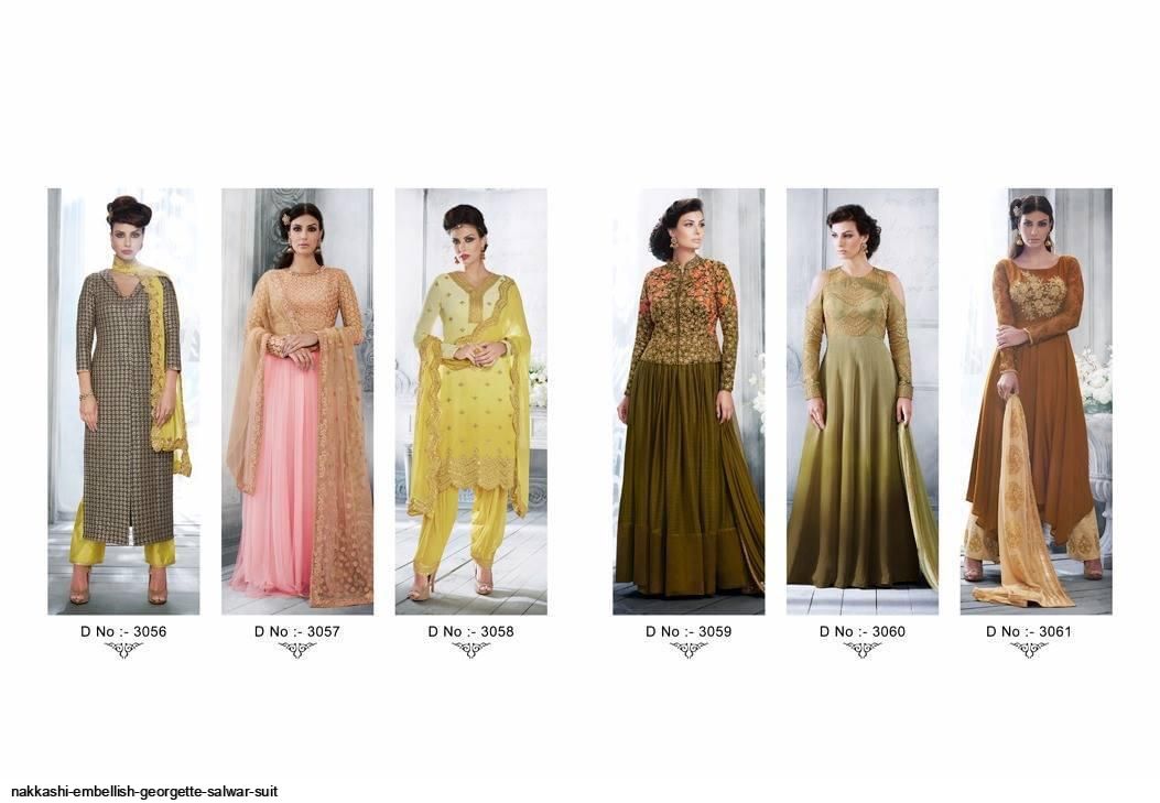 Nakkashi Presnets  Embellish Georgette Salwar Suit Wholkesale Rate In Surat