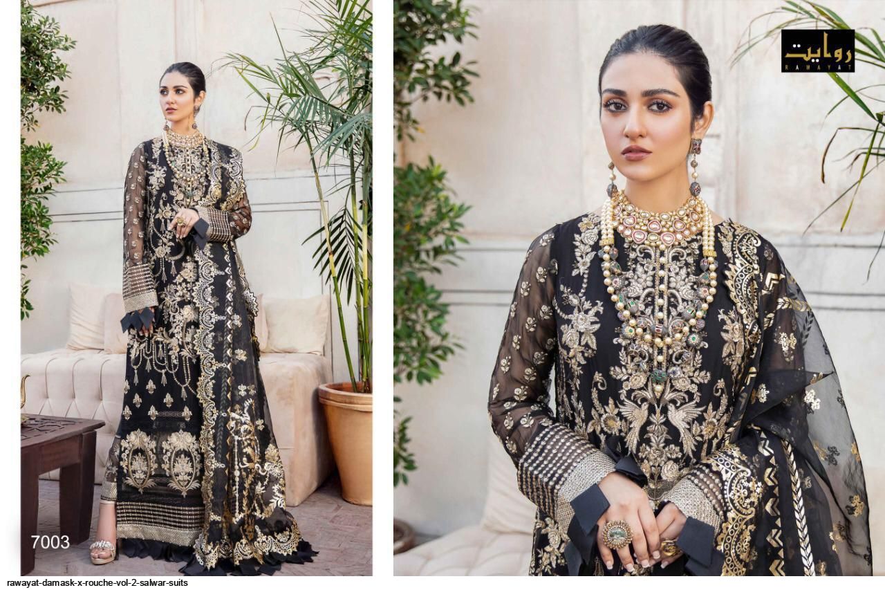 Rawayat Prresents  Damask X Rouche Vol 2 Salwar Suits Wholesale Rate In Surat