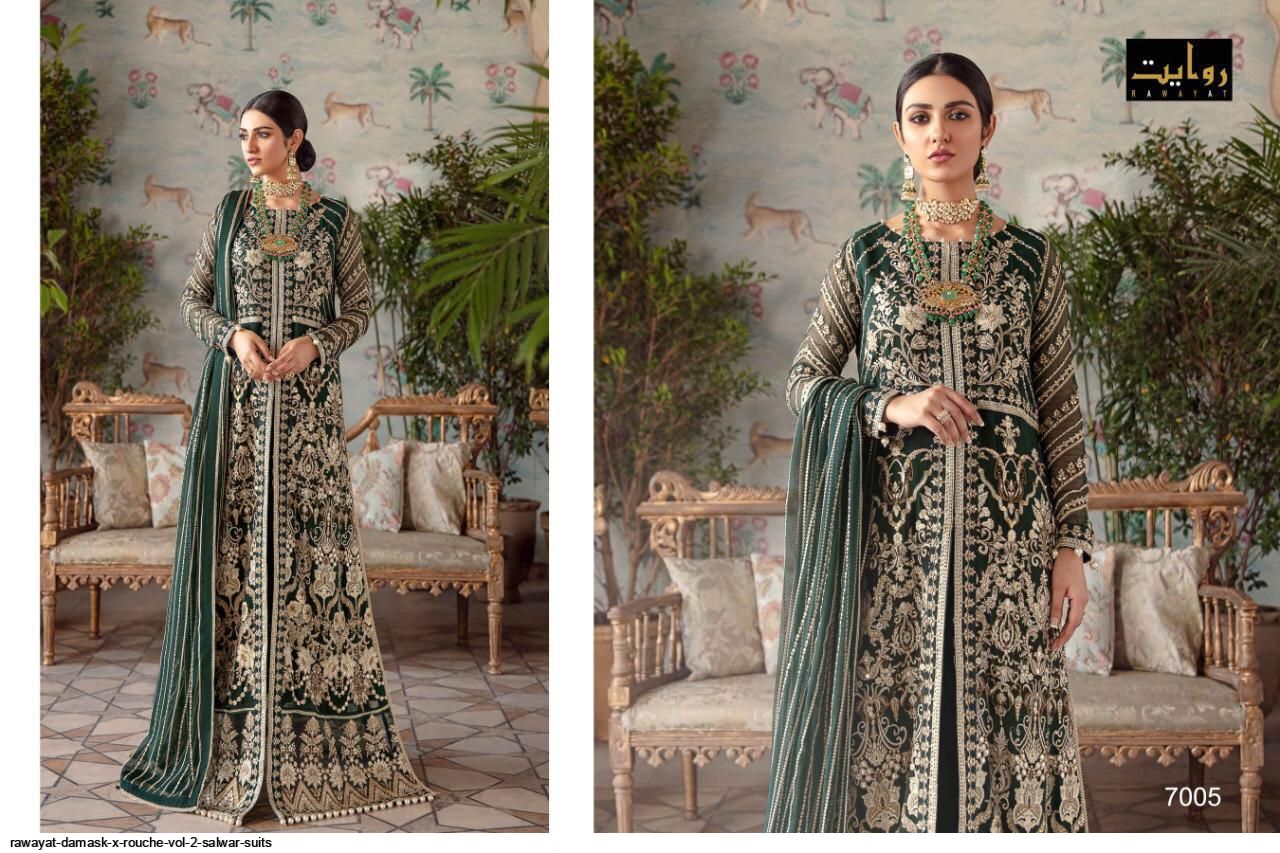 Rawayat Prresents  Damask X Rouche Vol 2 Salwar Suits Wholesale Rate In Surat