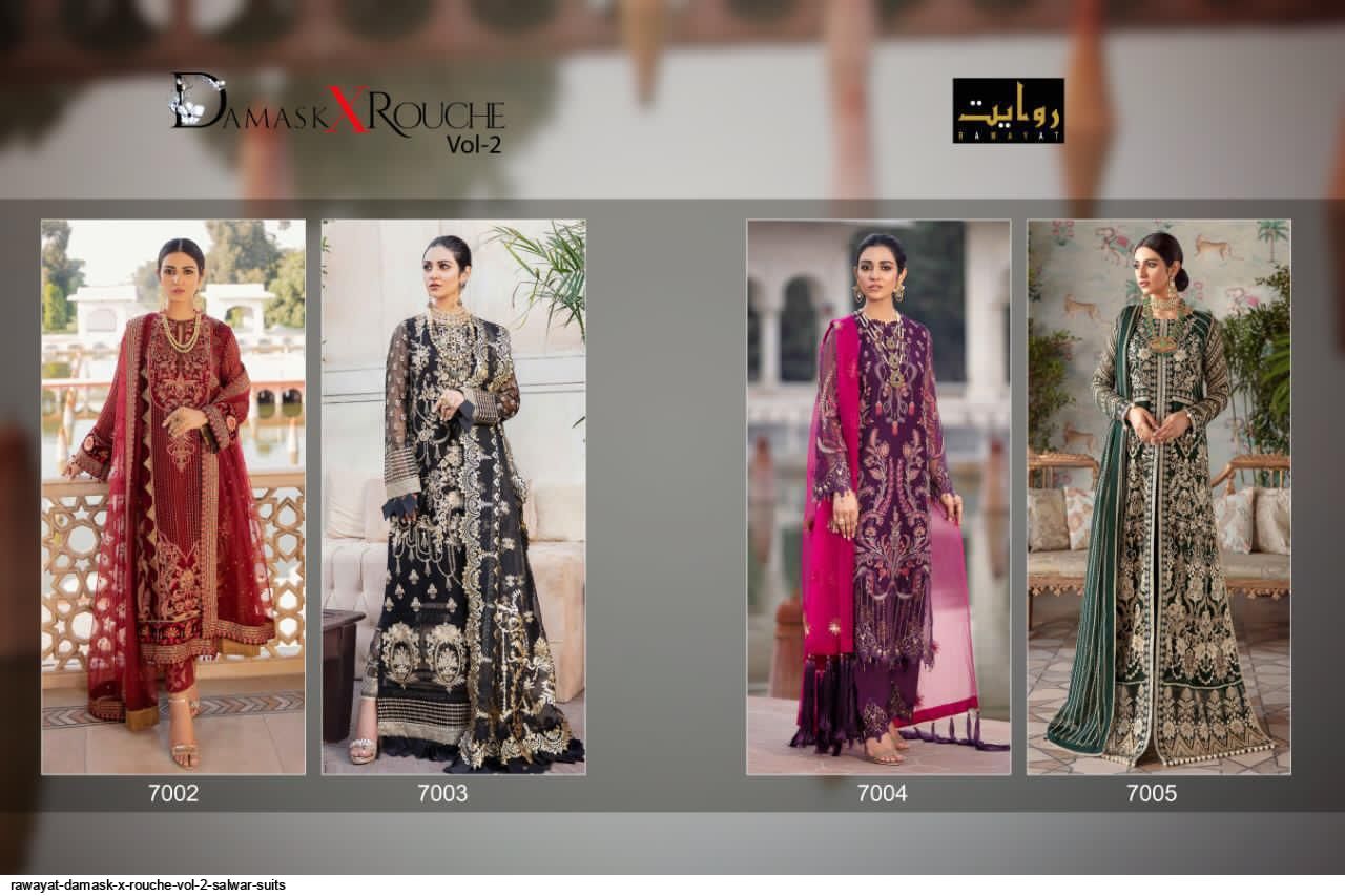 Rawayat Prresents  Damask X Rouche Vol 2 Salwar Suits Wholesale Rate In Surat
