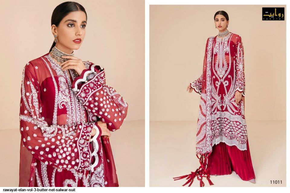 Rawayat Presents  Elan Vol 3 Butter Net Salwar Suit Wholesale Rate In Surat