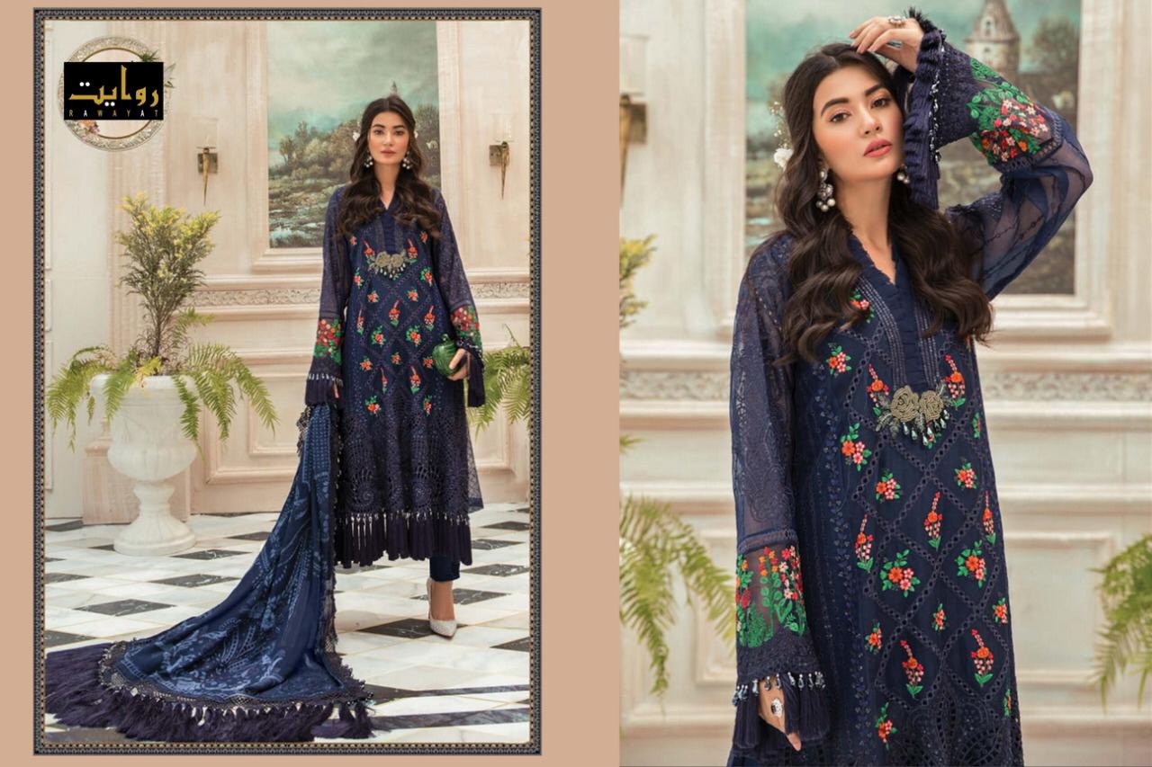 Rawayat Presents  Maria B Chiffon Eid (colors) Collection 2020 Georgette Attractive Embroidery Dress Material Catalog Wholesale Rate In Surat
