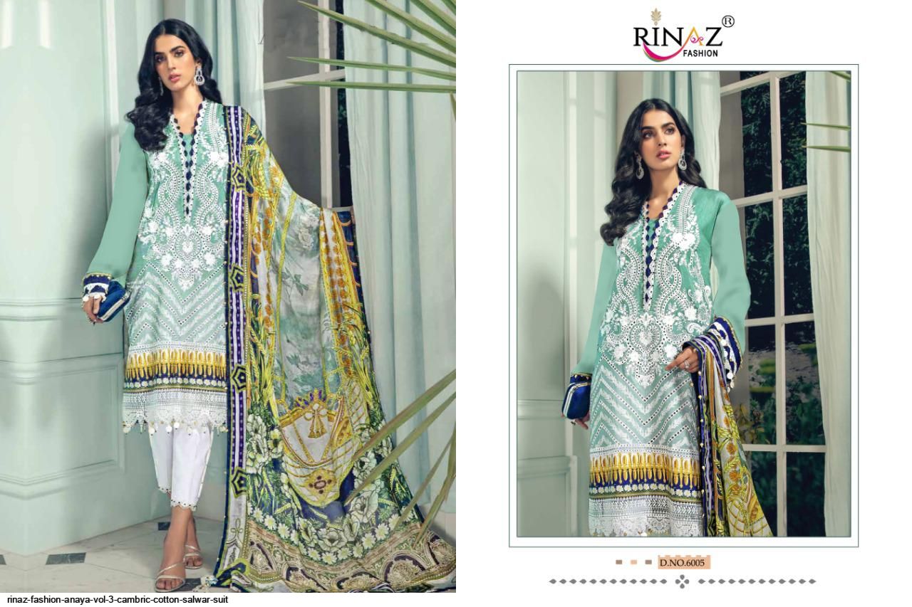 Rinaz Fashion Presents  Anaya Vol 3 Cambric Cotton Salwar Suit Wholesale Rate In Surat