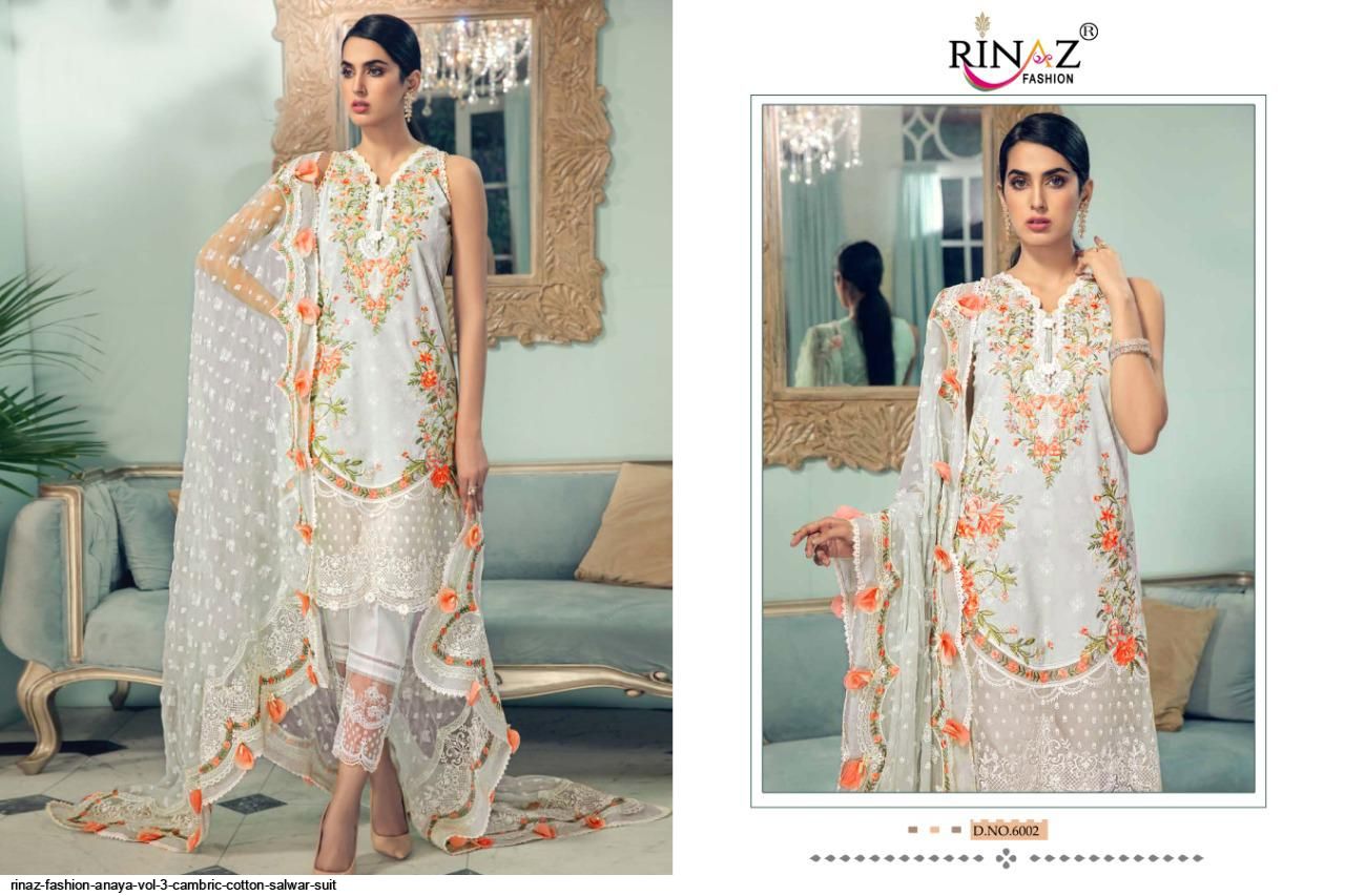 Rinaz Fashion Presents  Anaya Vol 3 Cambric Cotton Salwar Suit Wholesale Rate In Surat