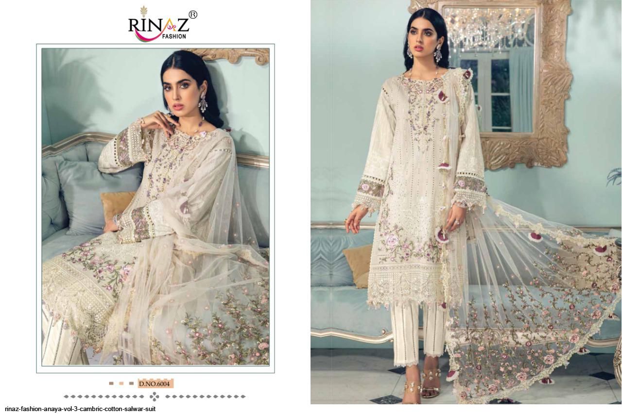 Rinaz Fashion Presents  Anaya Vol 3 Cambric Cotton Salwar Suit Wholesale Rate In Surat