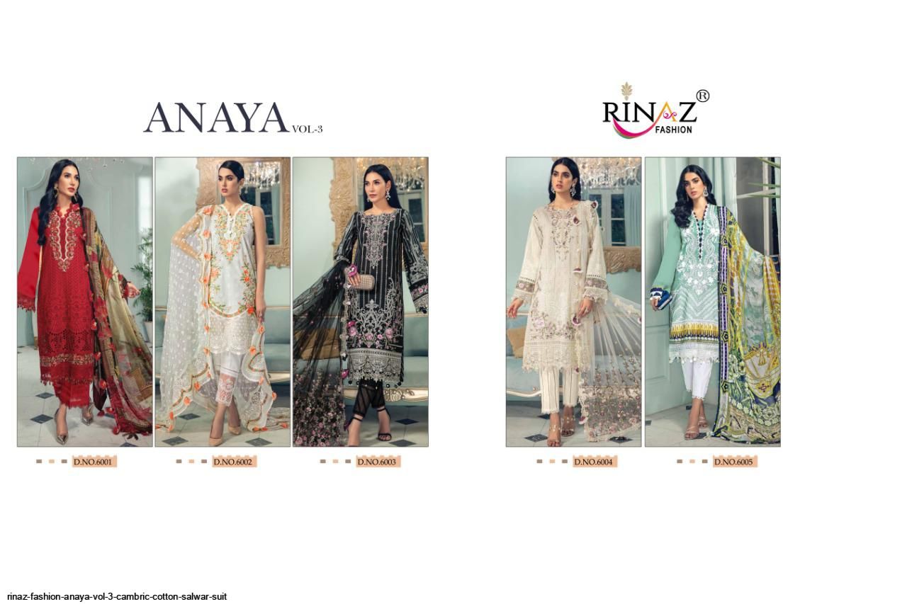 Rinaz Fashion Presents  Anaya Vol 3 Cambric Cotton Salwar Suit Wholesale Rate In Surat