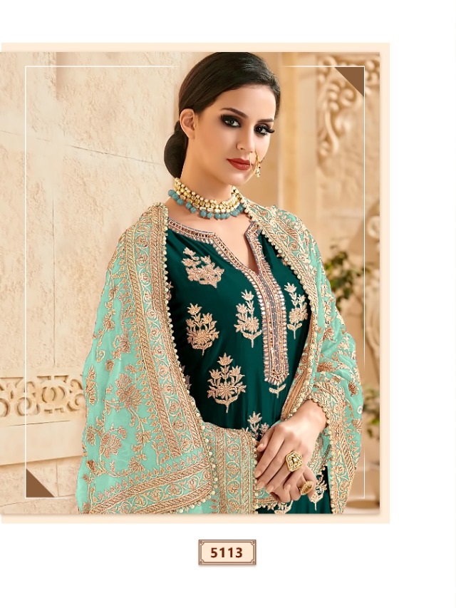 Shree Fab Presants Mutiyaar Gold Designer Faux Georgette Heavy Embroidery Work Suits Collection At Wholesale Rate In Surat