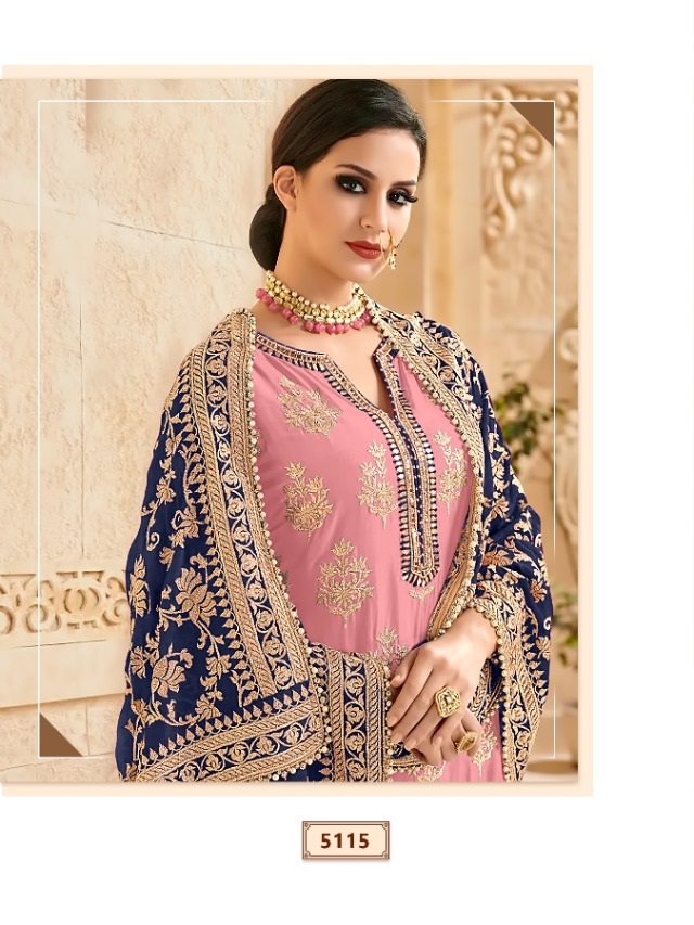 Shree Fab Presants Mutiyaar Gold Designer Faux Georgette Heavy Embroidery Work Suits Collection At Wholesale Rate In Surat