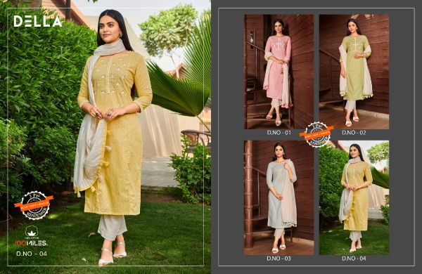 100 Miles Presents Della Cotton Readymade Salwar Kameez Wholesale Rate In Surat
