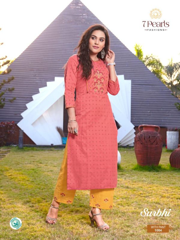 7 Pearls Presnets  Surbhi Pure Cotton Kurti With Pant For Girls Collection Wholesale Rate In Surat