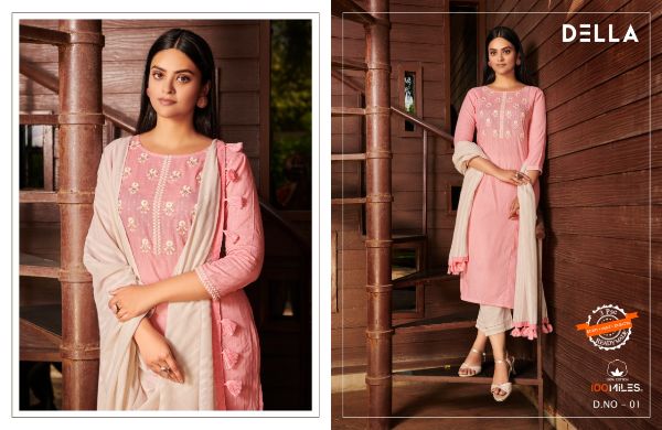 100 Miles Presents Della Cotton Readymade Salwar Kameez Wholesale Rate In Surat