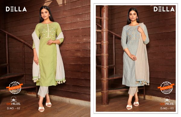 100 Miles Presents Della Cotton Readymade Salwar Kameez Wholesale Rate In Surat