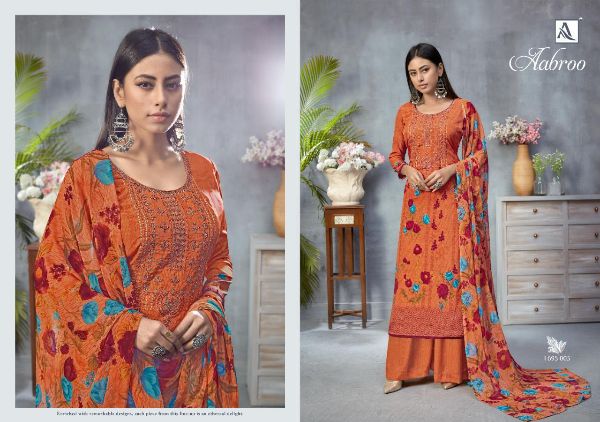 Alok Suit Presnets Aabroo French Crape Casual Wear Lowest Price Salwar Kameez Wholesale Rate In Surat