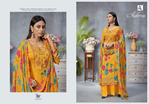 Alok Suit Presnets Aabroo French Crape Casual Wear Lowest Price Salwar Kameez Wholesale Rate In Surat