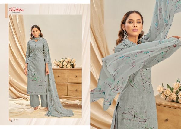 Belliza Designer Presnets  Rukhsar Cotton Linen Dress With 3 Mtr Bottom Collection Wholesale Rate In Surat