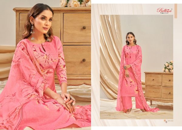 Belliza Designer Presnets  Rukhsar Cotton Linen Dress With 3 Mtr Bottom Collection Wholesale Rate In Surat