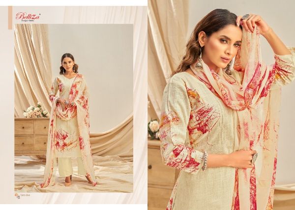 Belliza Designer Presnets  Rukhsar Cotton Linen Dress With 3 Mtr Bottom Collection Wholesale Rate In Surat