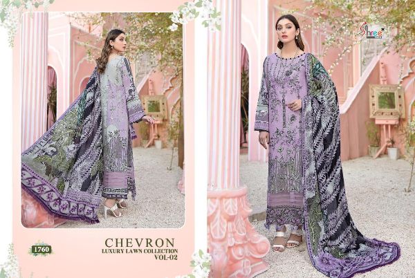 Shree Fabs Presnets  Chevron Luxury Lawn Collection Vol 2 Pure Lawn Cotton With Self Embroidery Patch Work Pakistani Suits Wholesale Rate In  Surat