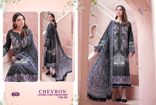 Shree Fabs Presnets  Chevron Luxury Lawn Collection Vol 2 Pure Lawn Cotton With Self Embroidery Patch Work Pakistani Suits Wholesale Rate In  Surat