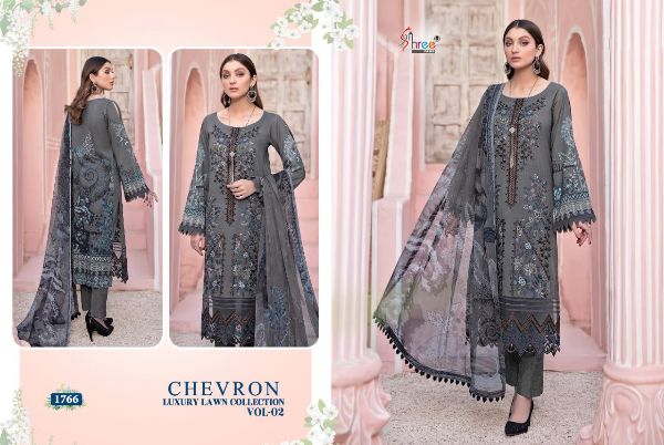 Shree Fabs Presnets  Chevron Luxury Lawn Collection Vol 2 Pure Lawn Cotton With Self Embroidery Patch Work Pakistani Suits Wholesale Rate In  Surat