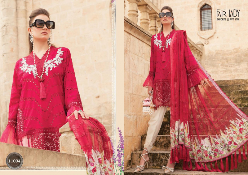 Fair Lady Presents  Maria B Lawn Printed Jam Sattin Dress Design 11001-11008 Series Wholesale Rate In Surat