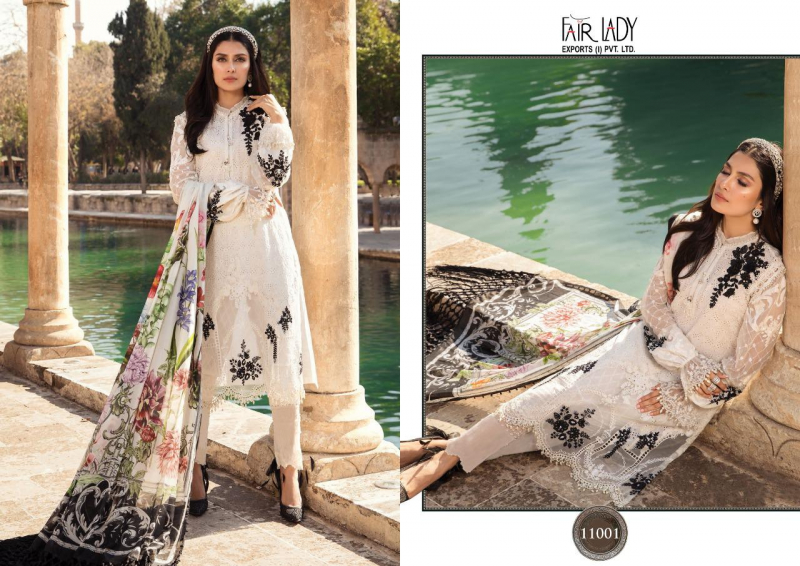 Fair Lady Presents  Maria B Lawn Printed Jam Sattin Dress Design 11001-11008 Series Wholesale Rate In Surat