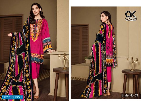 Gul Ahmed Presnets  Al Karam Vol 1 Lawn Kesariya Printed Pakistani Dress Material Wholesale Rate In Surat
